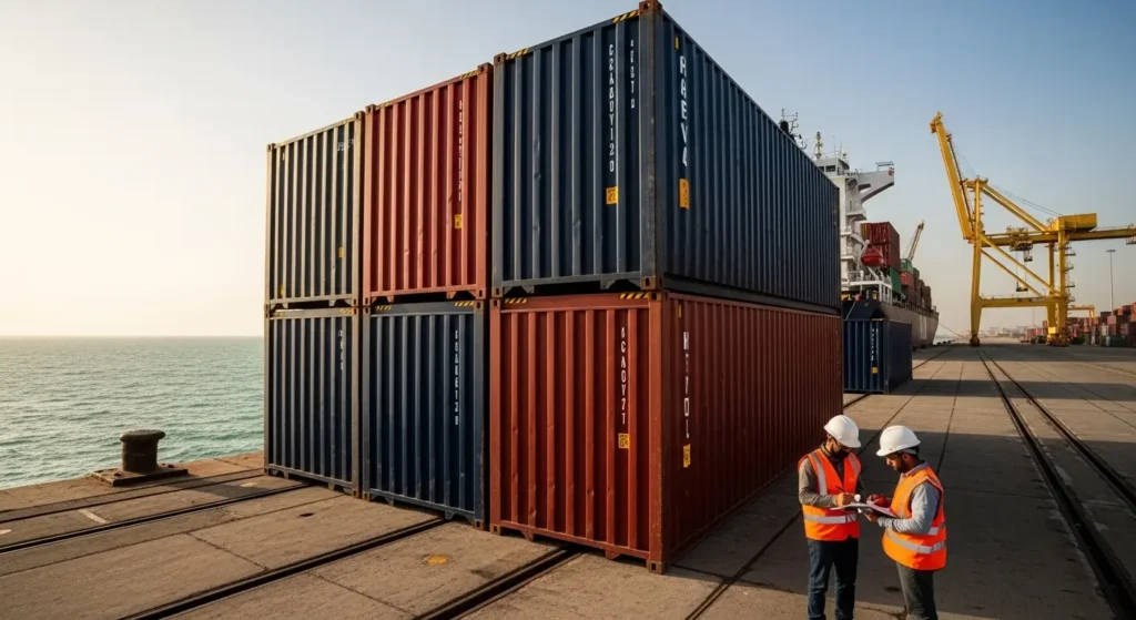 Port de Casablanca avec des conteneurs maritimes pour déménagement international vers le Maroc